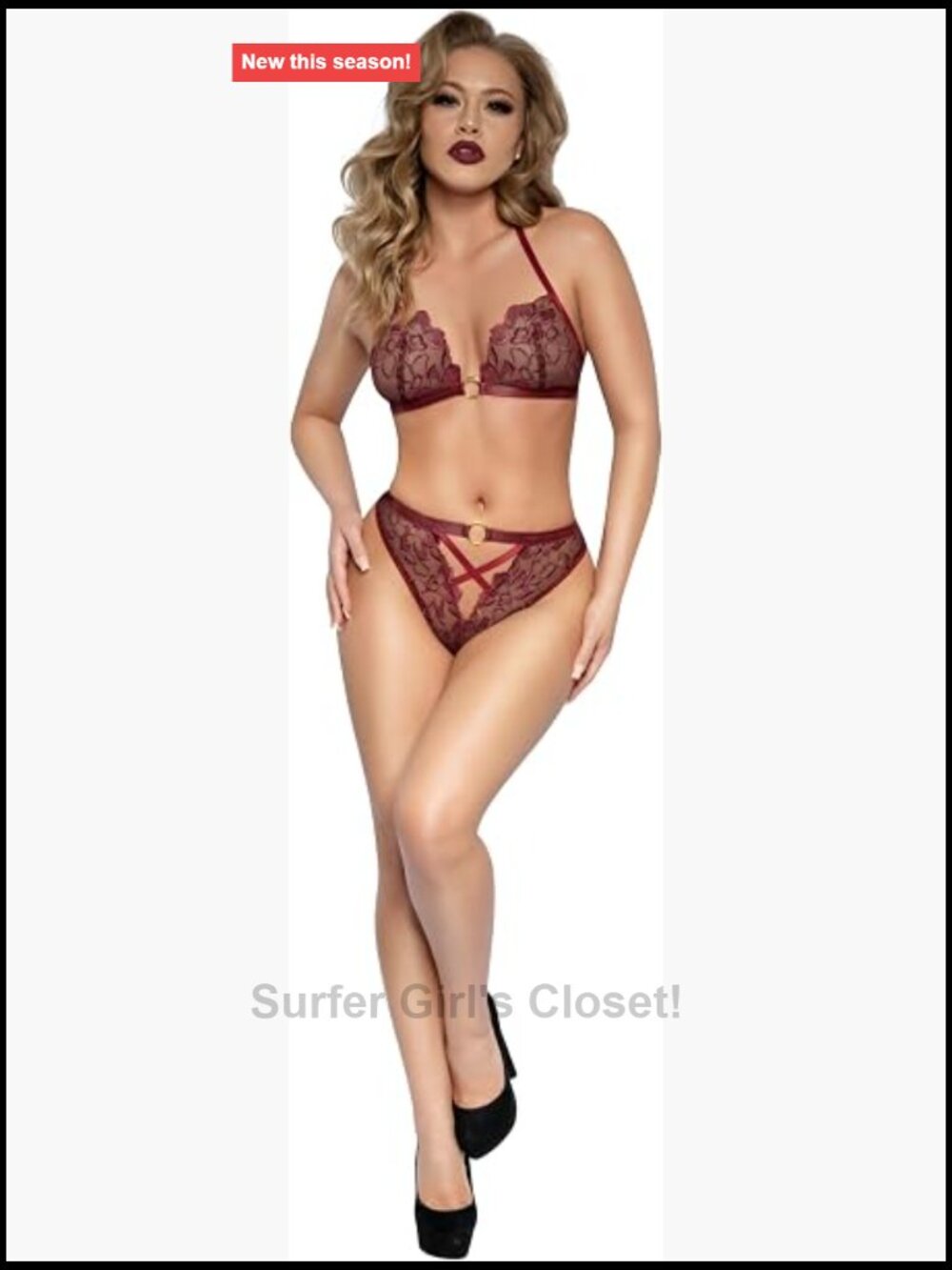 Lace Bra and Criss-Cross Panty Set High Stretch Sleeveless Lingerie